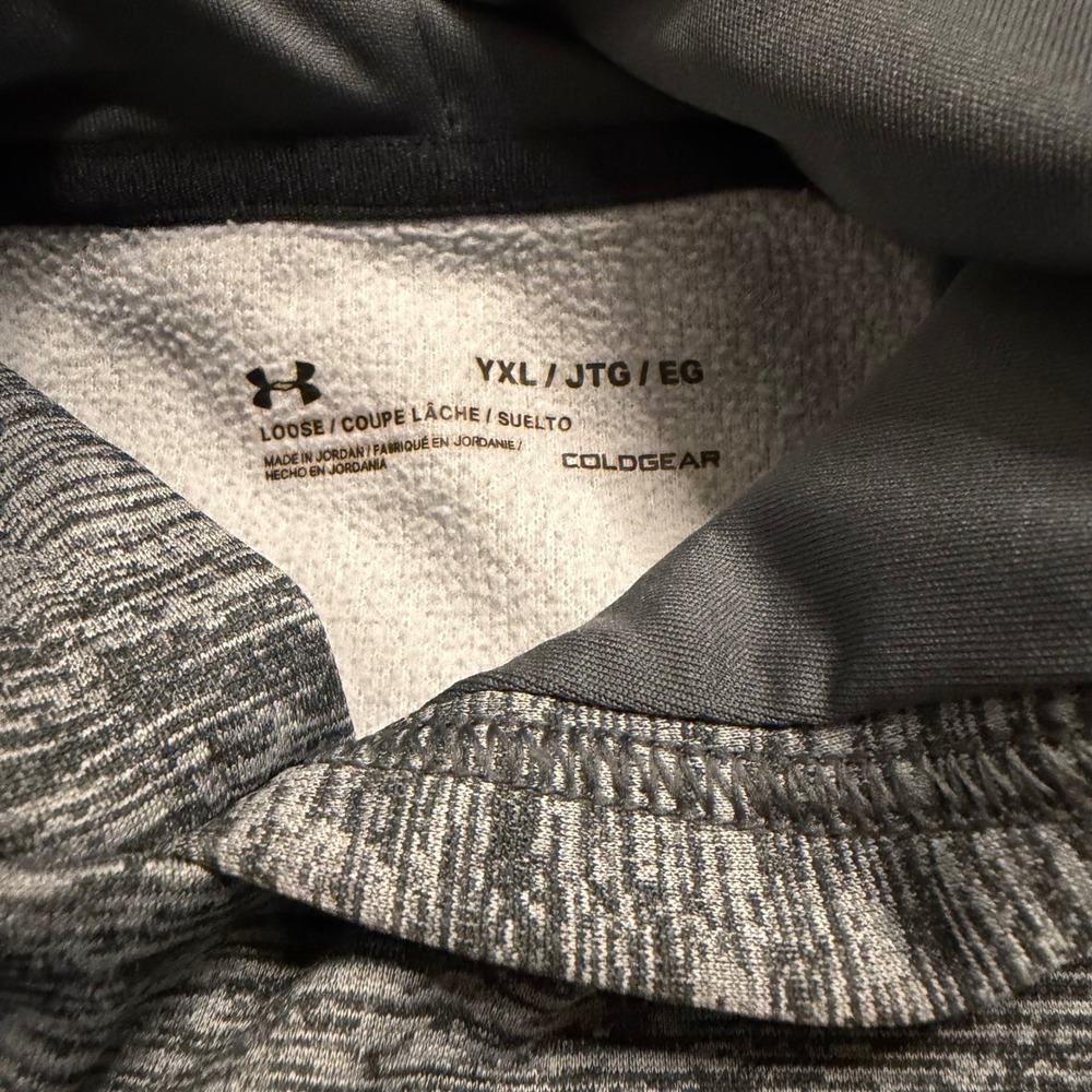 Under Armour Boys ColdGear Hoodie Grey Space Dye Camo Graphic Sweatshirt YXL - Picture 3 of 3